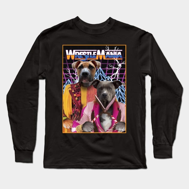 Wrestling Dogs Long Sleeve T-Shirt by Angry Dad Podcast 